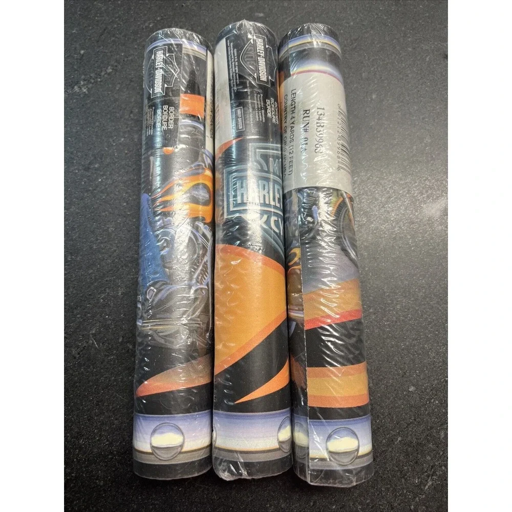 Genuine HARLEY DAVIDSON Motorcycles Bikers‎ Orange Flames Wallpaper Border